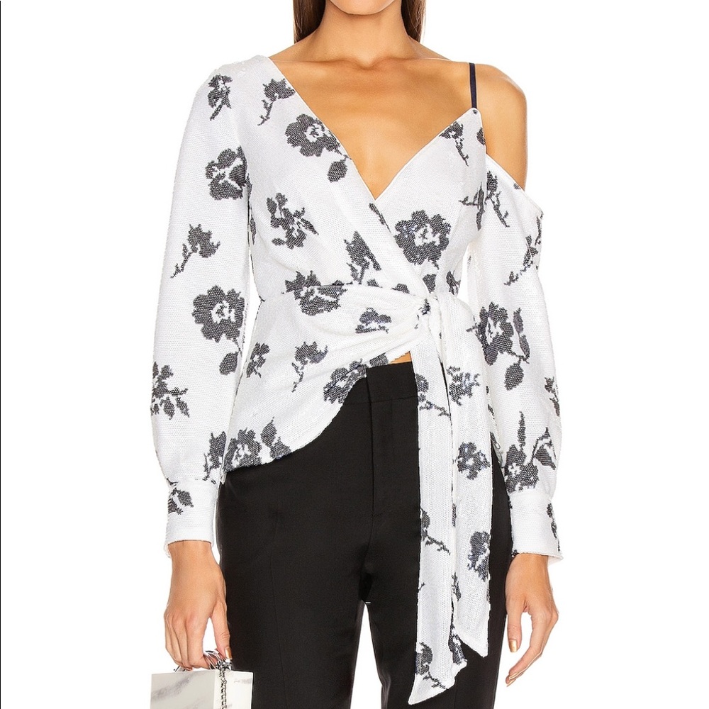 Self-Portrait sequin wrap blouse